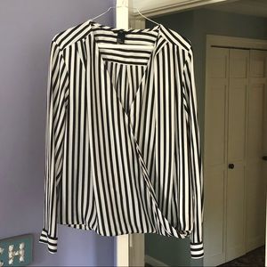 H&M Striped V Neck Blouse